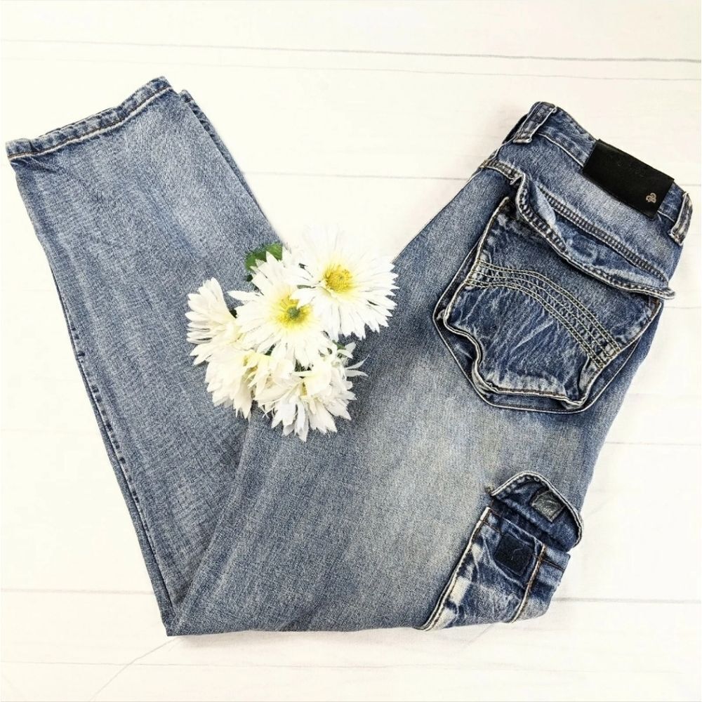 Play Bigg Jeans Men's Cargo Flap Pocket Wash Out Hip Hop Denim ShortsSize 32 NWT